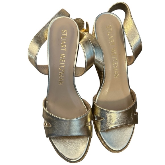 NWOT Stuart Weitzman Gold Zuzu wedge sandals - Picture 10 of 13